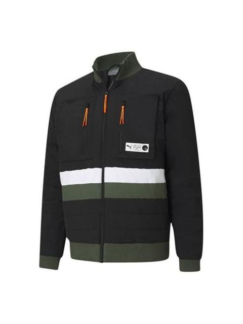 PUMA Parquet Quilted Puffer Basketball Winter Jacket 'Black Green' 599940-02