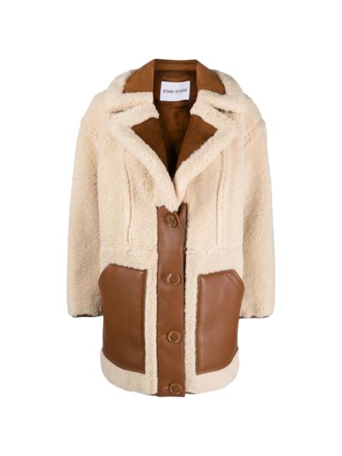 STAND STUDIO single-breasted faux-shearling coat