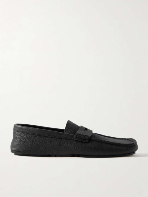 KHAITE Billy textured-leather loafers Black