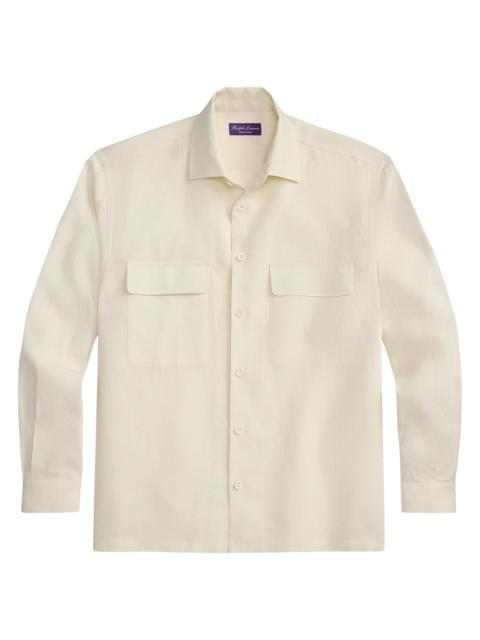 Ralph Lauren Men's Windowpane Linen Relaxed-Fit Shirt - Classic Cream