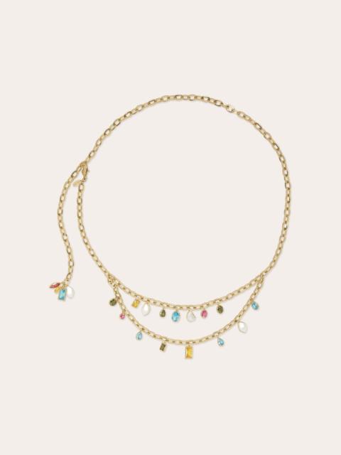 RAMY BROOK Millie Multicolor Stone Layered Chain Belt