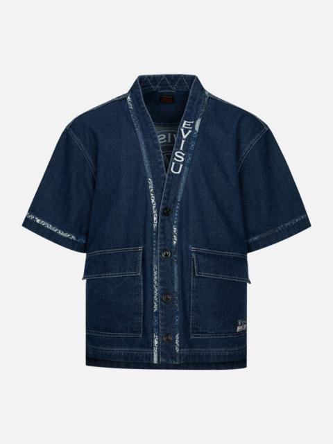 EVISU KAMON APPLIQUÉ EMBROIDERY LOOSE FIT DENIM KIMONO