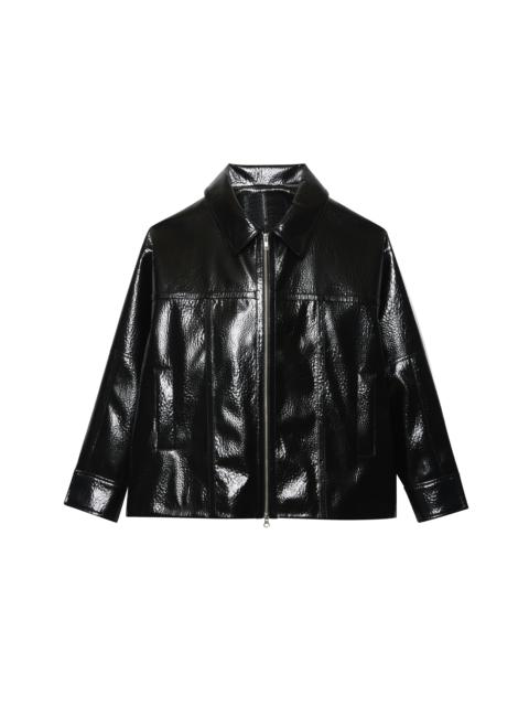 The Frankie Shop Arbor Crackled Faux Leather Jacket - Black
