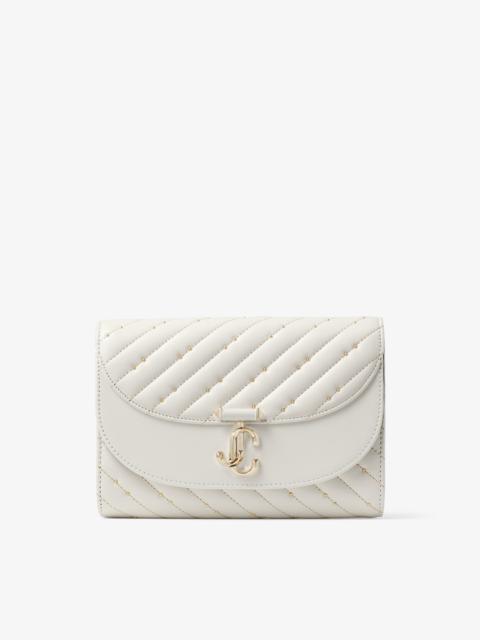 JIMMY CHOO Avenue Curve Clutch Latte Quilted Nappa Leather Clutch Bag