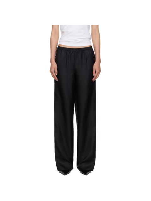 Loulou de Saison Black Alera Wide-Leg Silk Trousers