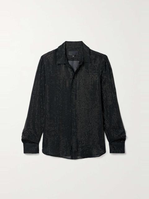 Gaia metallic pinstriped silk-blend chiffon shirt