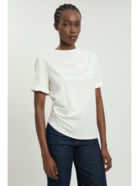 KAREN MILLEN Cotton Jersey Gathered Detail T-Shirt