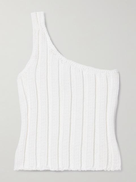 SUZIE KONDI Petulla One-shoulder Cropped Ribbed Cotton Top
