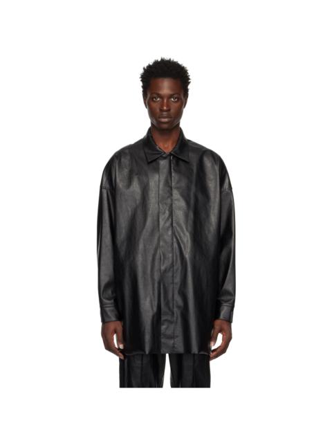 N.Hoolywood Black Half Coat Faux-Leather Jacket