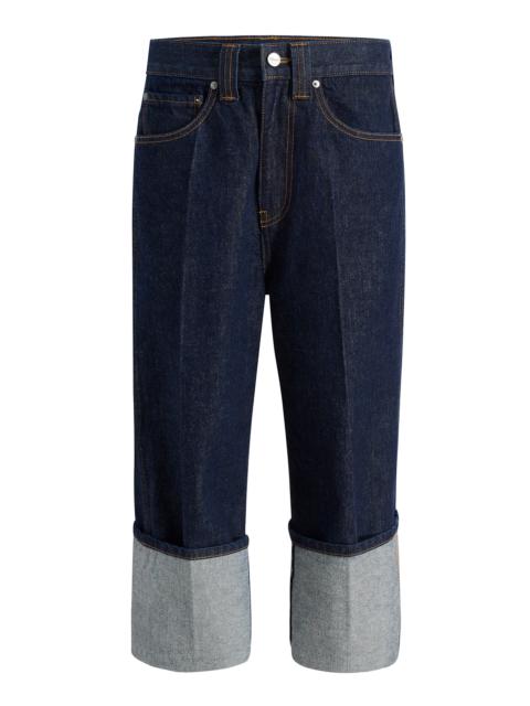 KHAITE Boyle Cuffed Rigid Capri Jeans dark wash
