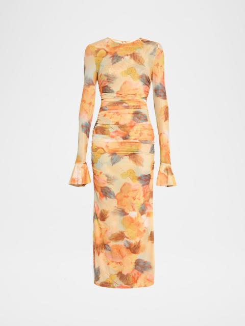 Cinq à Sept Neriah Watercolor Floral Mesh Maxi Dress