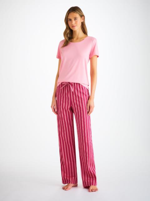 Derek Rose Women's Lounge Pants Capri 25 Cotton Batiste Pink