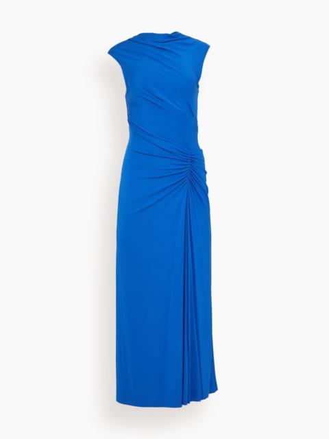 SIMKHAI Acacia Draped Jersey Midi Dress in Royal Blue