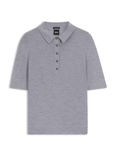 BOSS SHORT-SLEEVED WOOL POLO SWEATER WITH MOISTURE MANAGEMENT