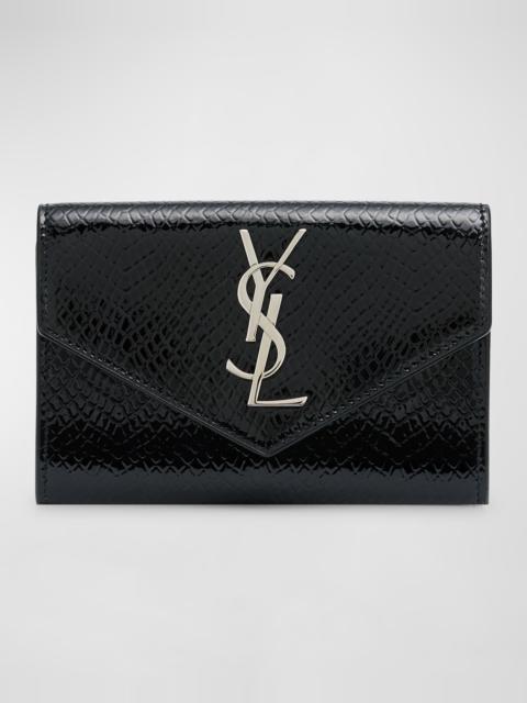 SAINT LAURENT Small YSL Flap Wallet in Python-Embossed Leather