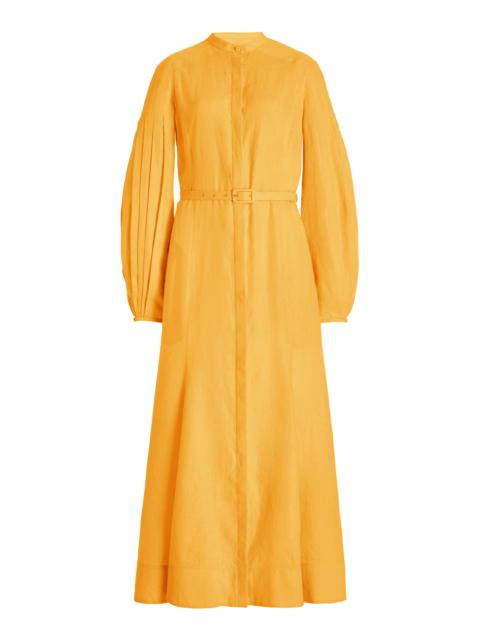 Lydia Dress in Fluorescent Orange Aloe Linen