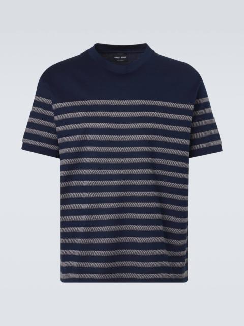 GIORGIO ARMANI Striped cotton-blend T-shirt