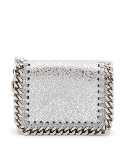 silver faux leather falabella wallet