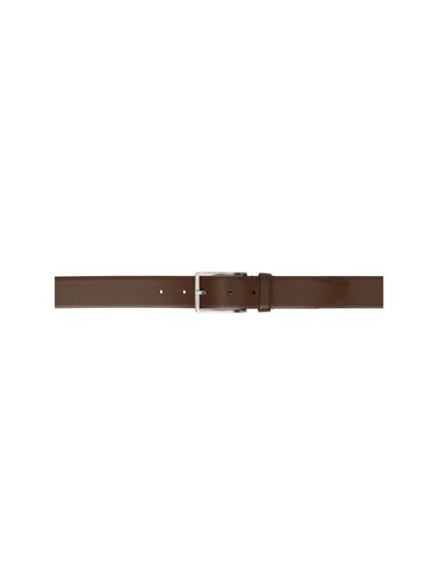 BOSS Brown Engraved-Logo Buckle Leather Belt