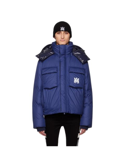 AMIRI Blue Hooded Down Jacket