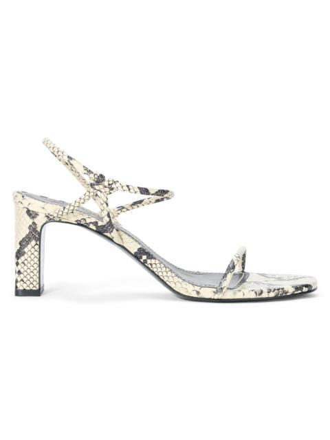 STAUD Women's Laurel 70MM Snake-Embossed Leather Sandals - White Snake