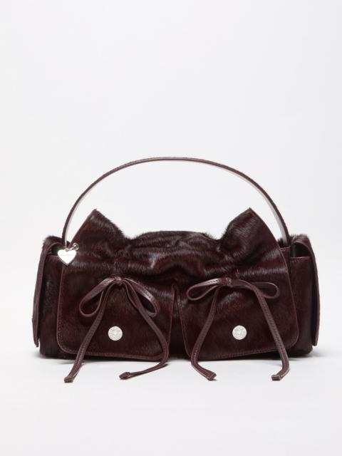 Acne Studios Multipocket furry leather bag - Dark burgundy