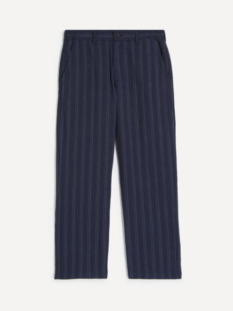 Wax London Bayham Navy Textured Wide Stripe Trousers