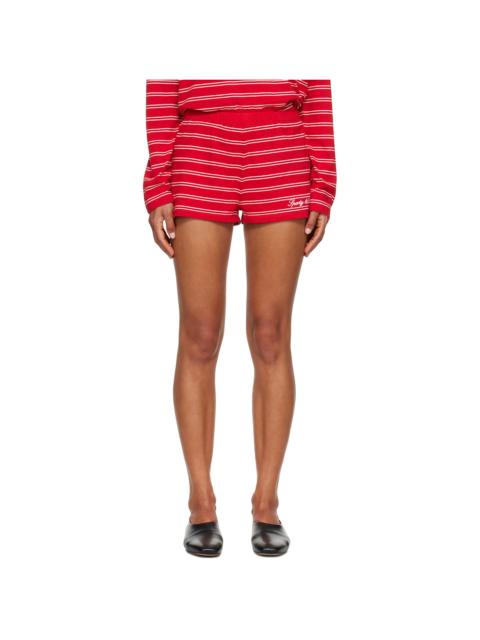 Sporty & Rich Red Signature Logo Short Shorts