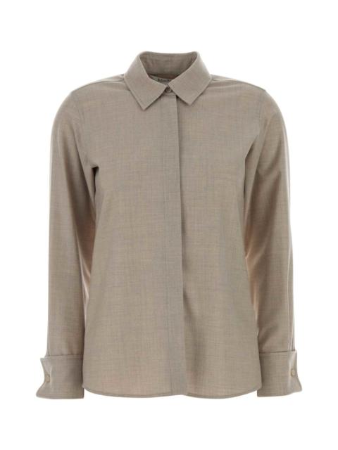 Max Mara Dove Grey Stretch Cashmere Tebaide Shirt