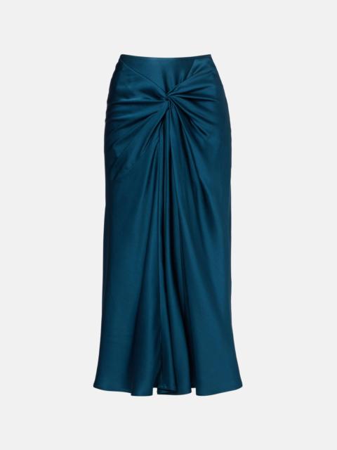 Dries Van Noten Gathered satin midi skirt