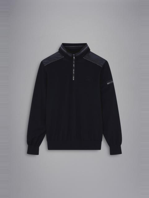 MERINO WOOL SWEATER WITH NYLON DETAILS