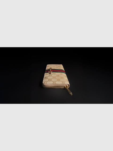 GUCCI Gucci Horsebit Web zip around wallet