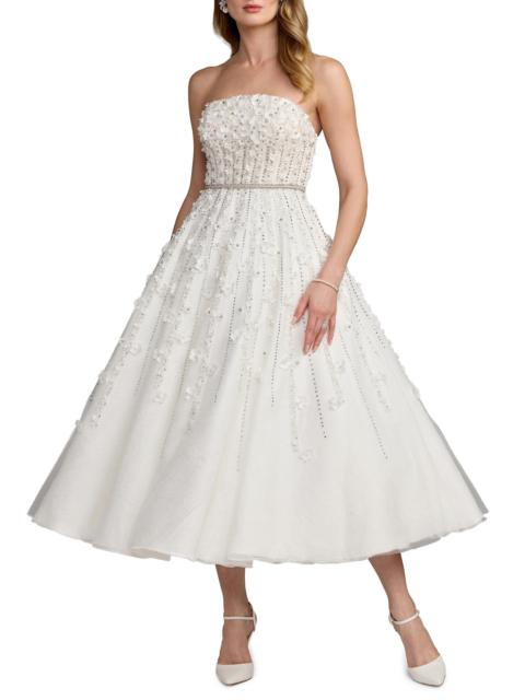 MAC DUGGAL Women's Embellished Lace Strapless Midi Cocktail Dress - Ivory