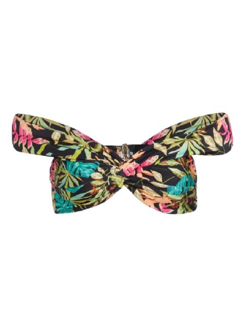 PatBO Tropical ruffled bikini top
