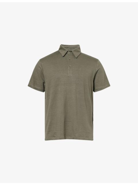 7 For All Mankind Relaxed-Fit Linen-Blend Polo Top