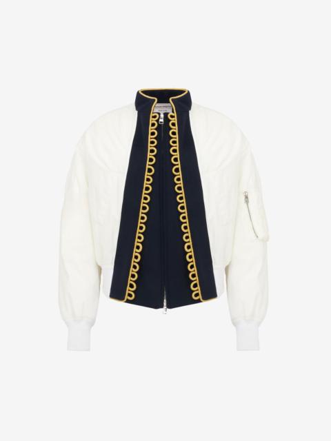 Alexander McQueen Women's Hybrid Military Bomber Jacket in Ivory