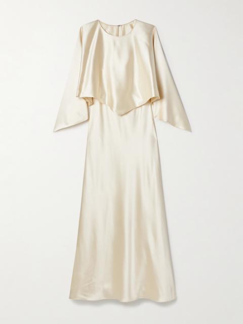 ADAM LIPPES Larys Layered Asymmetric Cape-effect Silk-charmeuse Maxi Dress