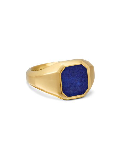 DAVID YURMAN Men's Streamline Signet Ring in 18K Yellow Gold - Lapislazuli