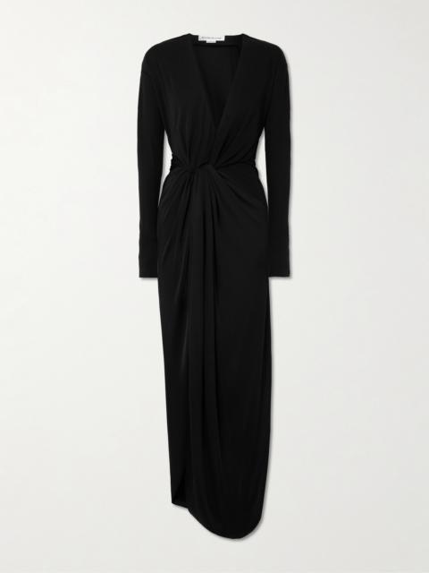Victoria Beckham Knotted Draped Jersey Midi Dress