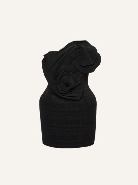 MAGDA BUTRYM Sculpted rosette mini dress in black
