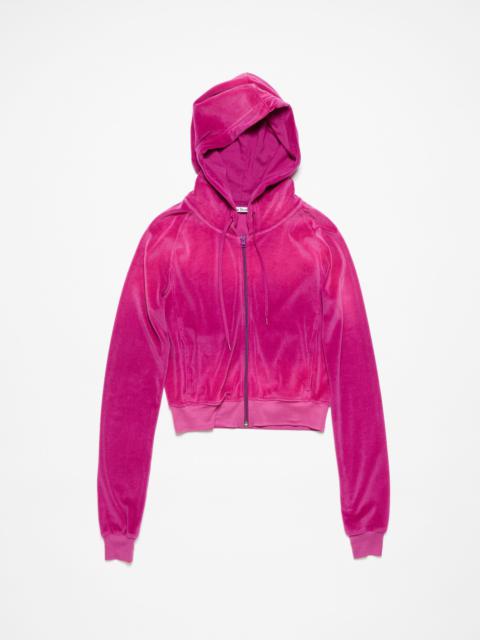 Hooded zip sweater velvet - Magenta pink