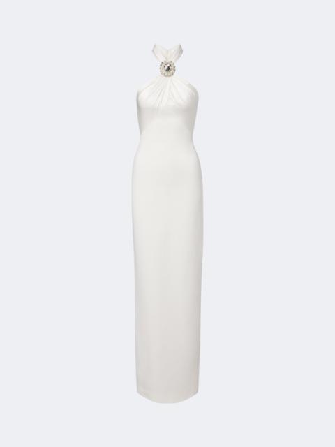 David Koma Embellished halterneck satin-trimmed gown