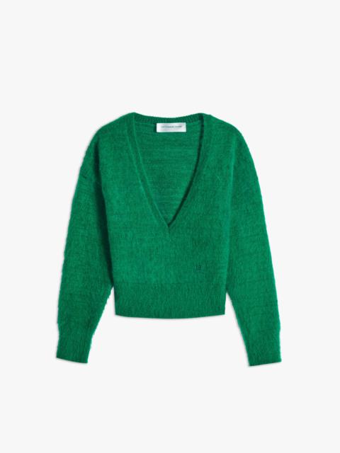 Victoria Beckham Deep V-Neck Jumper in Green