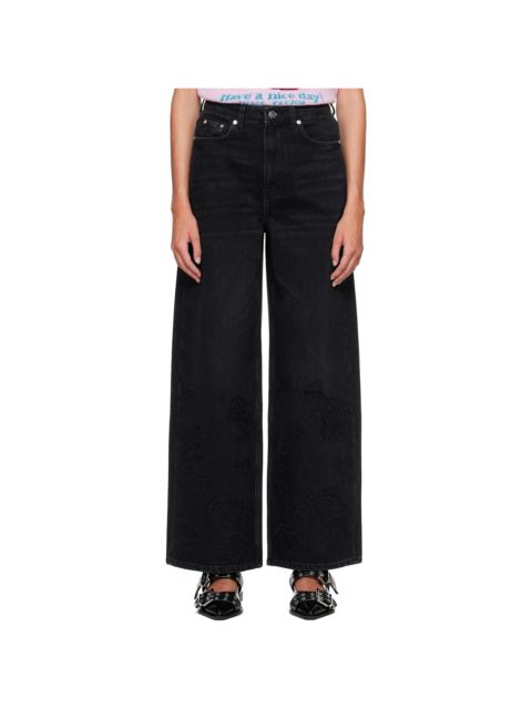 GANNI Black Broderie Anglaise Lari Jeans