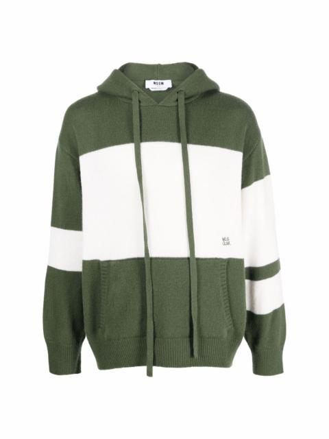 two-tone knitted hoodie