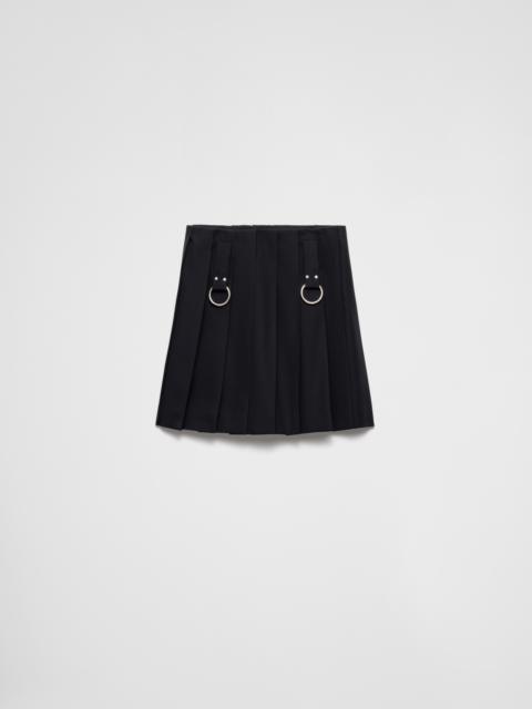 Prada Pleated gabardine miniskirt with metal rings