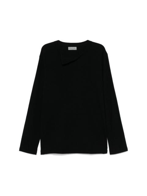 folded-collar long-sleeve sweater