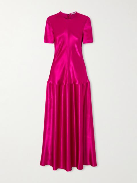 FFORME Clodia Pleated Textured-satin Maxi Dress