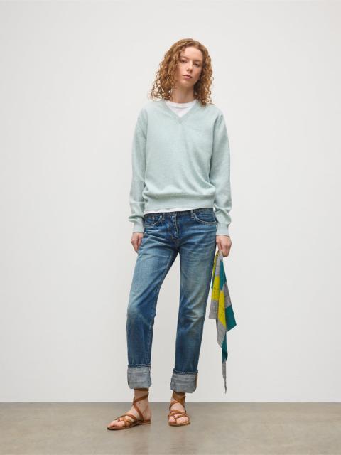 Johnstons of Elgin Lunan Light Green Classic V Neck Jumper