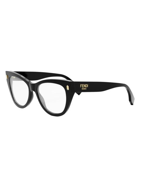 FENDI Women's Fendi Roma 53MM Round Eyeglasses - Shiny Black